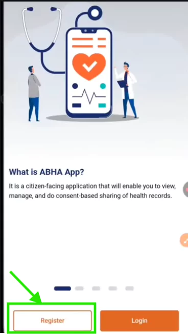 ABHA app create abha Card highlighting the 'Create ABHA Number'